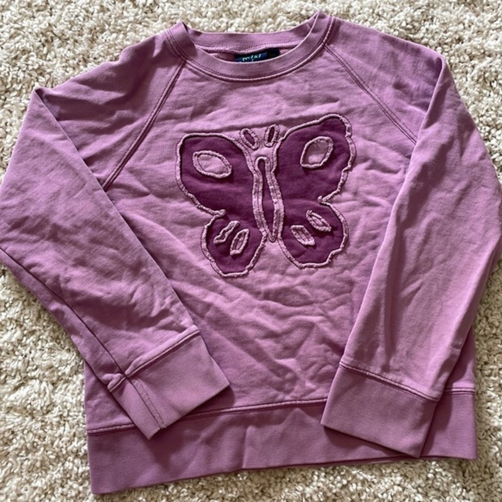 Mini Boden Girls 9-10Y Purple Butterfly Pullover Top